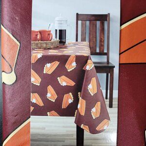 Harvest Peva Tablecloth 60x102 Rectangle Thanksgiving Pumpkin Pie Pattern Fall